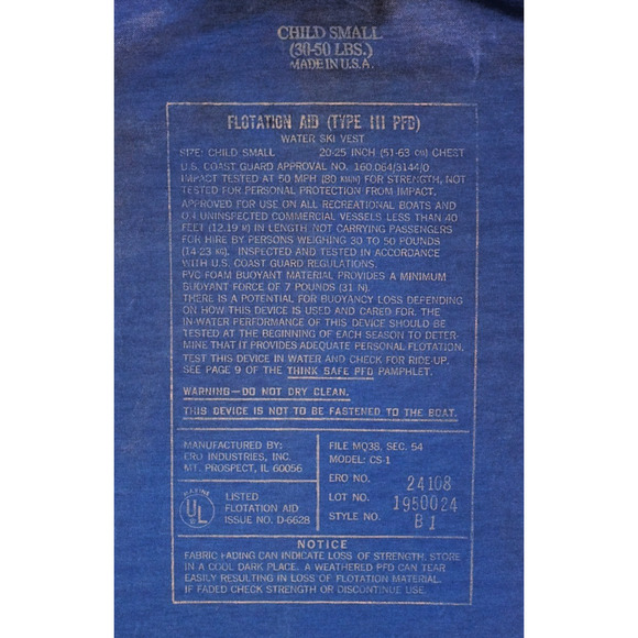 Cypress Gardens Type III Life Vest Child Small 30–50 lbs Retro Neon USA - Picture 5 of 9